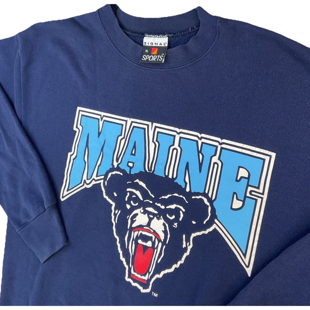 Vintage Maine Black Bears Sweatshirt 80s 90s Signal Sports Pullover Men‎ XL USA